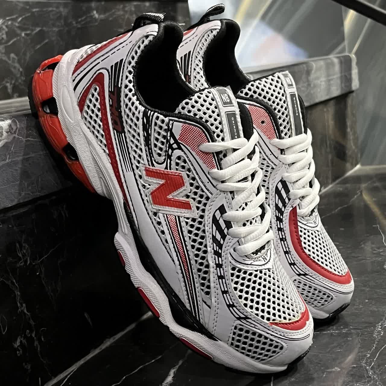 کفش کتانی مردانه نیوبالانس رانینگ سفید قرمز New Balance