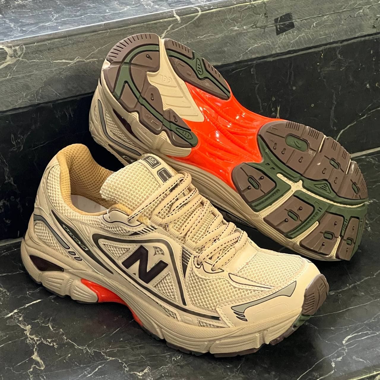 کفش کتانی مردانه نیوبالانس 1064 کرم نارنجی 1064 New Balance