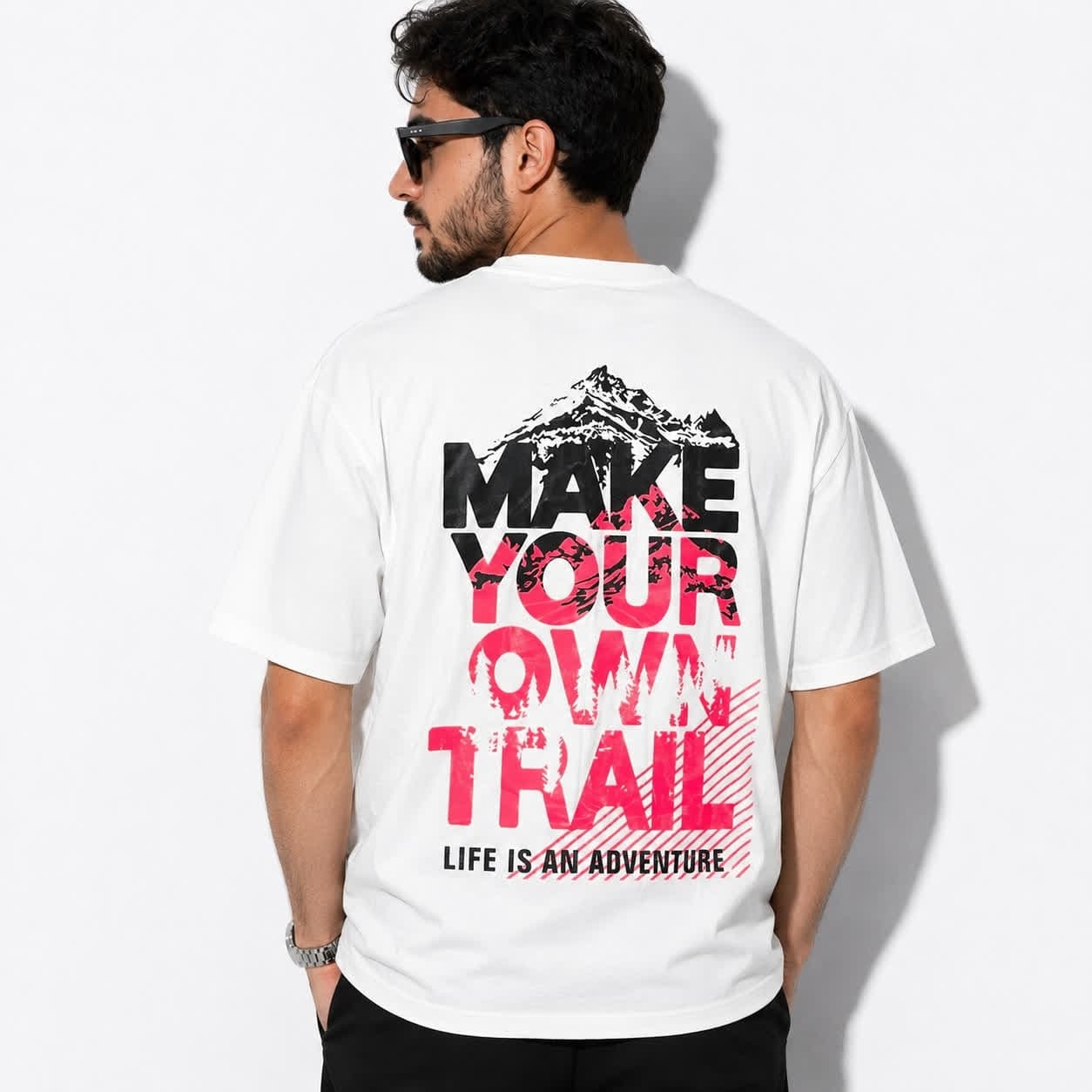 تیشرت مردانه سفید STAY WILD کد 004