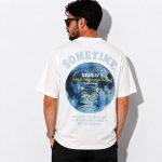 تیشرت مردانه سفید آبی مدل Sometime - تصویر 2