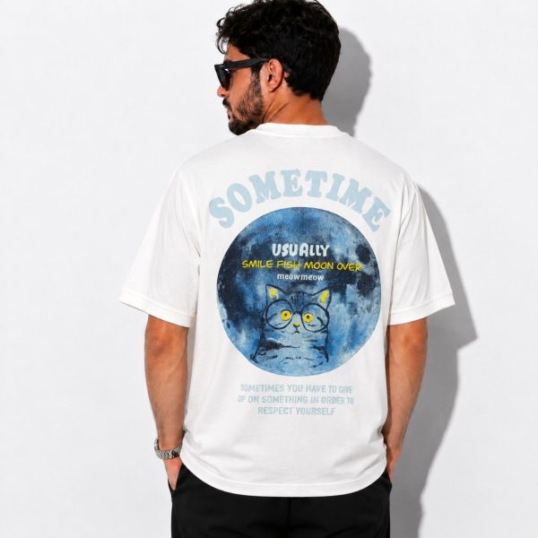 تیشرت مردانه سفید آبی مدل Sometime - تصویر 2