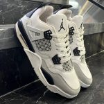کفش کتانی مردانه نایک جردن 4 سفید مشکی Jordan 4