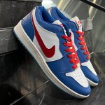 کفش کتانی مردانه نایک جردن 1 سفید آبی نایک قرمز حراجی Nike Jordan 1