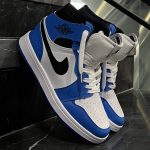 کفش کتانی مردانه نایک جردن 1 ساقدار سفید آبی Nike Jordan 1