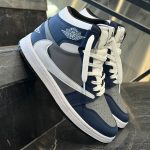 کفش کتانی مردانه نایک ترویس اسکات ساقدار سرمه ای طوسی NIKE travis scott