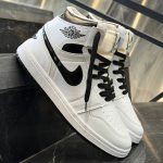 کفش کتانی مردانه نایک جردن 1 ساقدار سفید نایک مشکی Nike Jordan 1