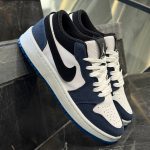 کفش کتانی زنانه نایک جردن 1 سفید سرمه ای Nike Jordan 1