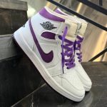 کفش کتانی مردانه نایک جردن 1 ساقدار سفید بنفش Nike Jordan 1