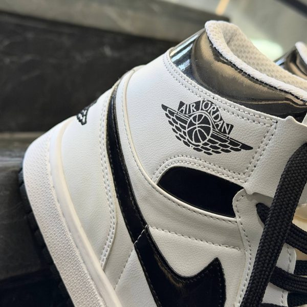 کفش کتانی مردانه نایک جردن 1 ساقدار سفید نایک مشکی Nike Jordan 1 - تصویر 4